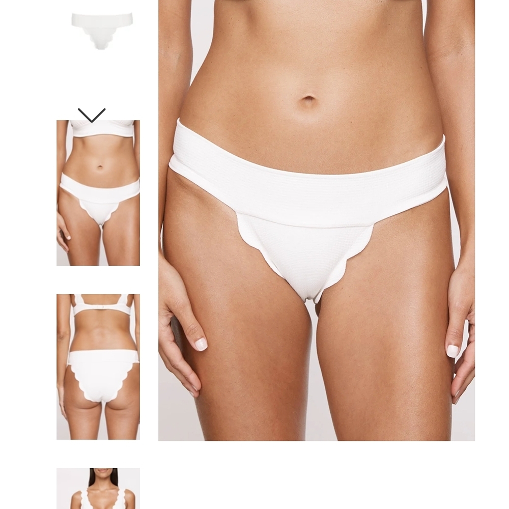 Marysia Swim White Scalloped Bikini Bottom